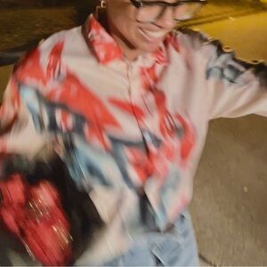 Colorful button up. I wore this once for my formal birthday dinner.